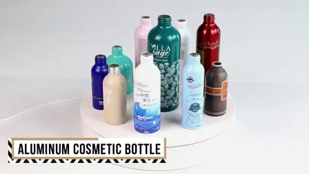 Botella de aluminio para cosméticos sin plástico con botella de loción de cuerpo ancho para champú